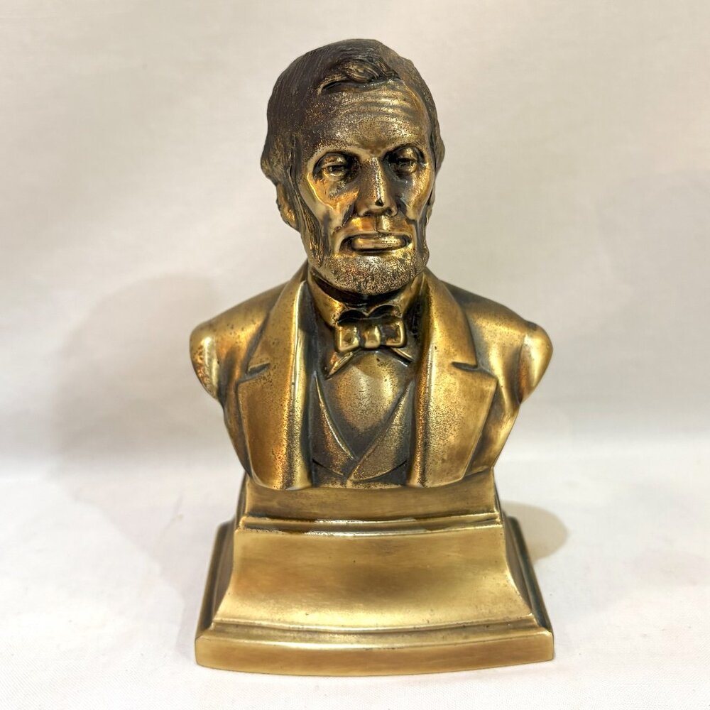 Vintage Brass Bust of Abraham Lincoln by PMC 5.5" Tall